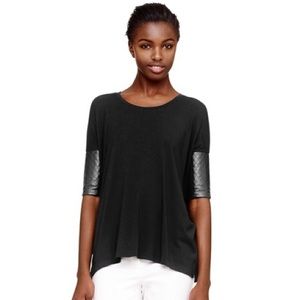 CLUB MONACO TOP WITH LEATHER SLEEVES